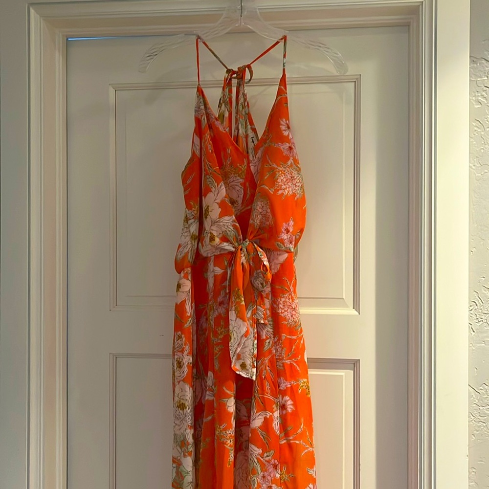 Fun Orange floral maxi dress! Impressions size Large.